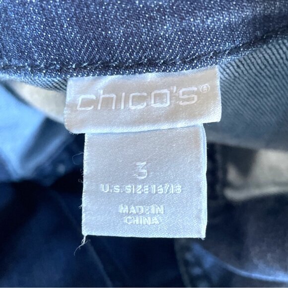 Chicos Womens Denim Button-Front Jean Jacket Size 3 (16/18) Cotton Blend Stretch - Picture 3 of 8